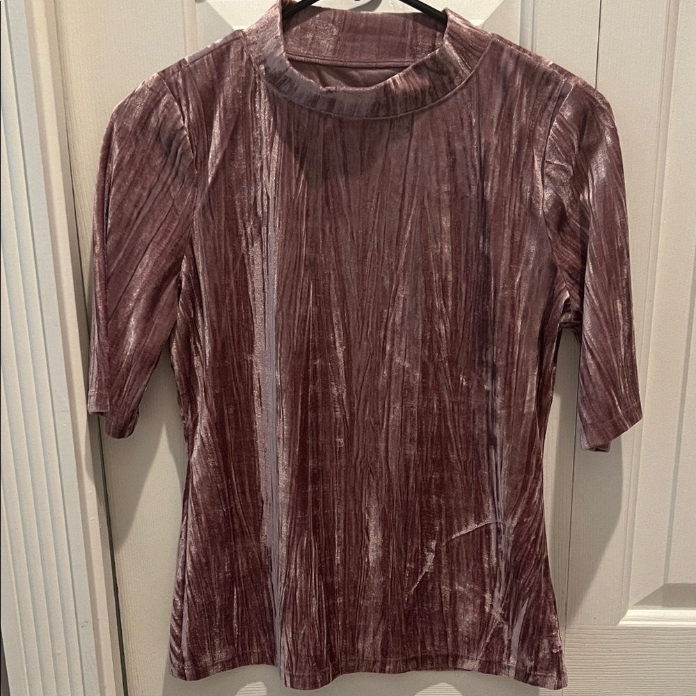 Anthro Pilcro Velvet Short Sleeve Top Dusty Rose Chic Feminine